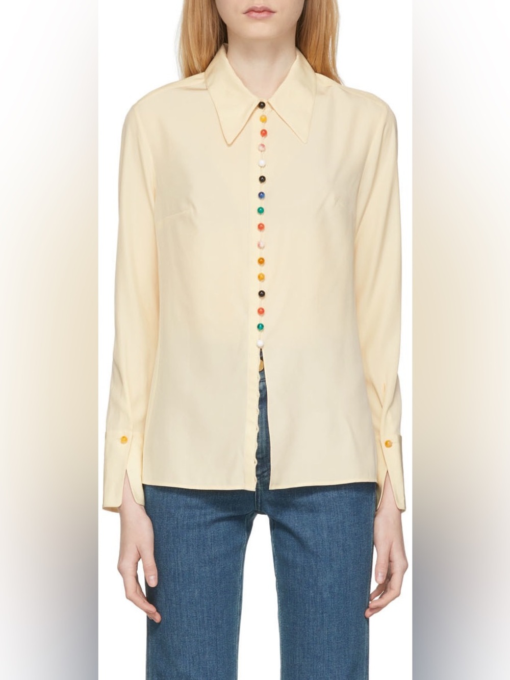 Chloé Seed Pearl Beaded Button Blouse
